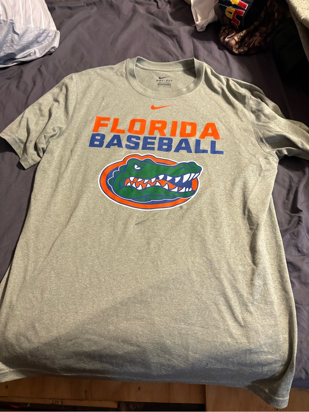 Nike Gray Florida Baseball T-Shirt with Gators Logo